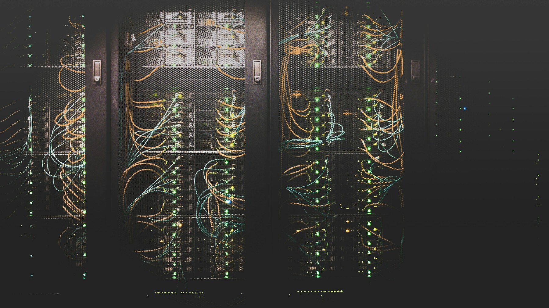 Network cabling and server racks in a data center